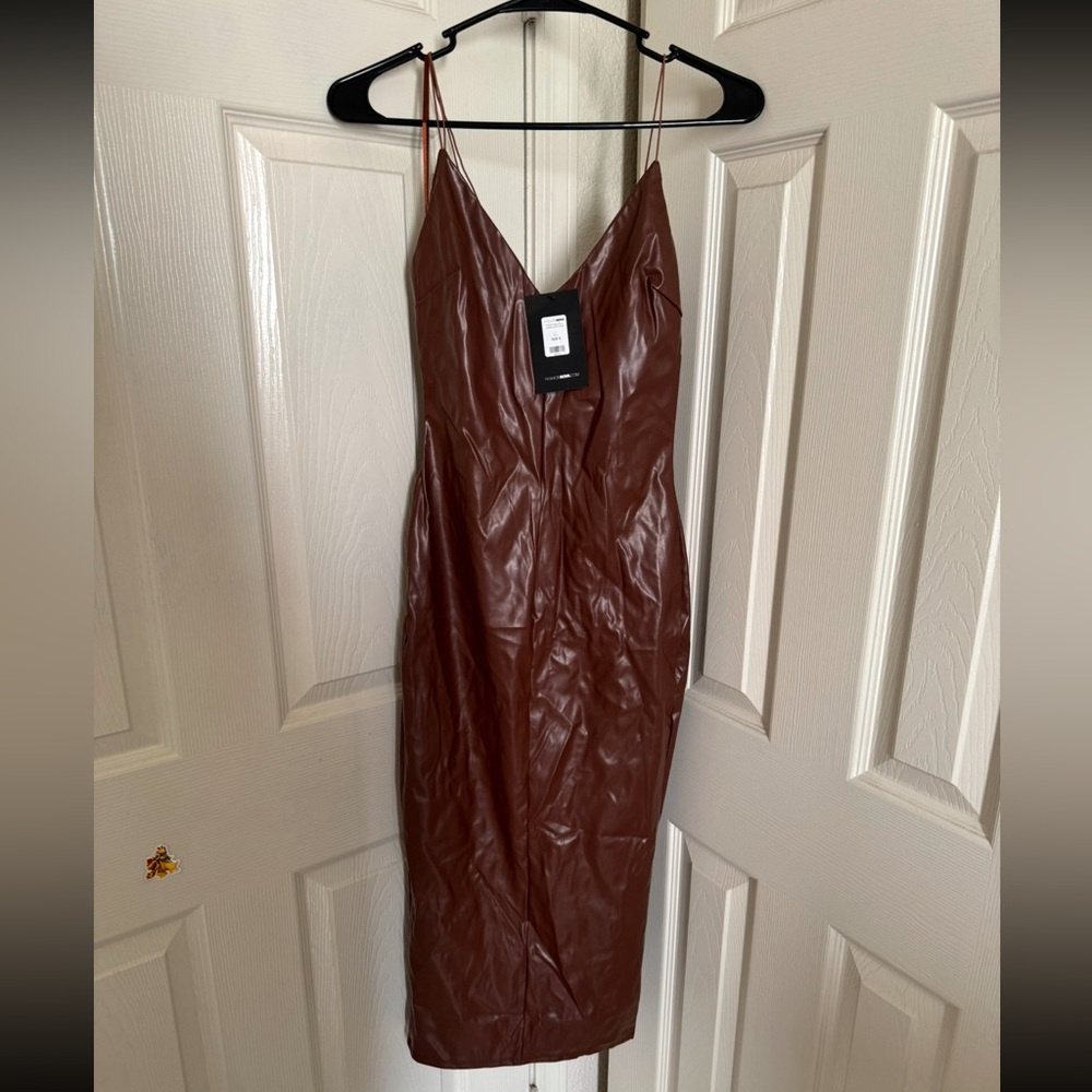 Fashion Nova sexy faux leather midi dress